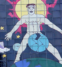 detail of mural on columbia pike branch of arlington county library - click to see larger section of mural